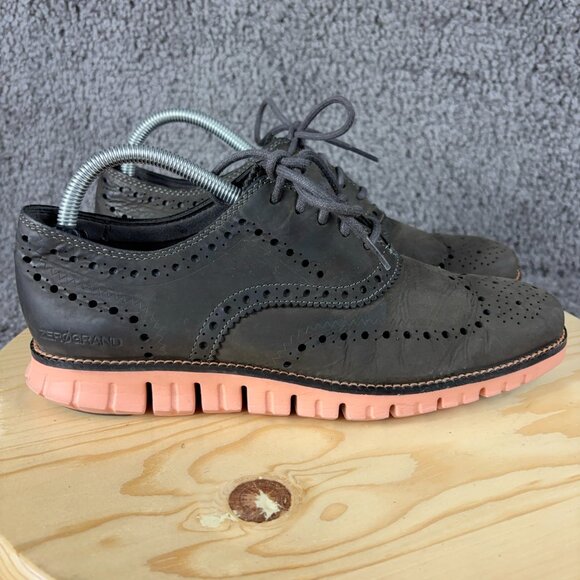 Cole Haan Zerogrand Suede Wingtip Mens Size 8 Casual Shoe Magnet Sunset Lace Up - Picture 3 of 8